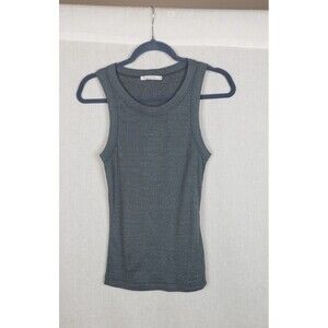 Michael‎ Stars OS Tank Top Shiny Metallic Gray Casual Stretchy Cotton Blend USA